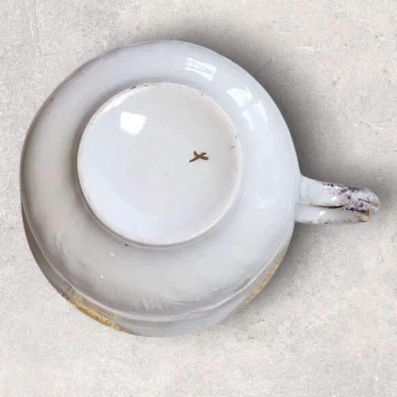 Antique Haviland Limoges Teacup Noritake Saucer Violet Floral Gold Rim Iridescen - Picture 4 of 15